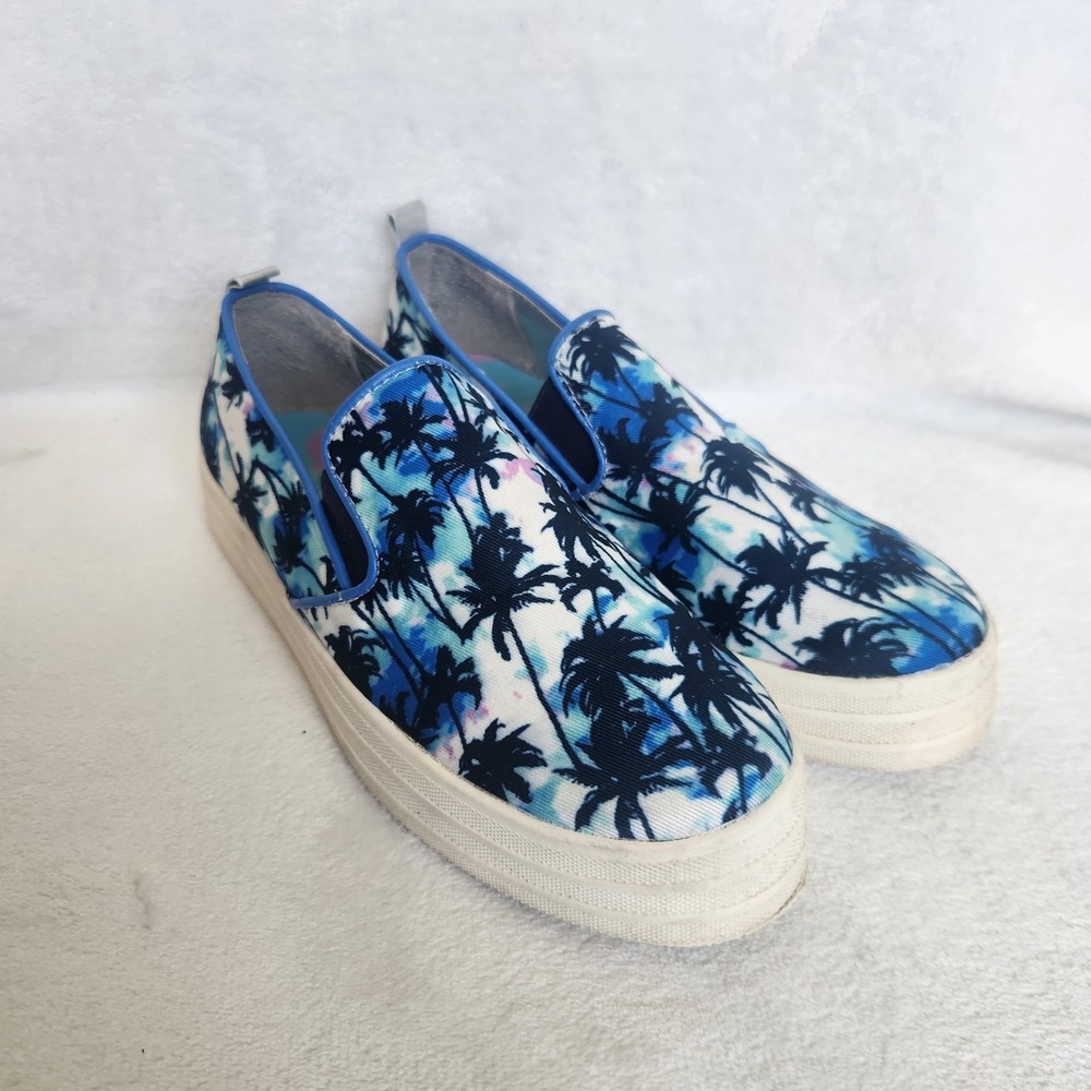 JUICY COUTURE BLUE PALM TREE SLIP ON SNEAKERS SIZE 6.5